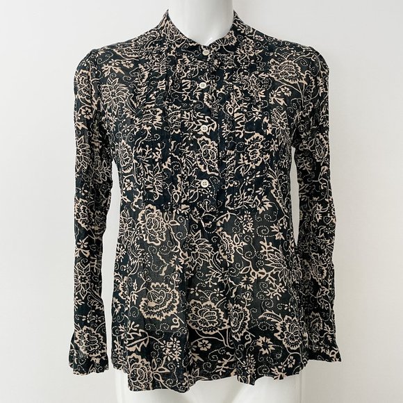 ISABEL MARANT ETOILE Blouse Black Beige Floral FR 38 Small S EUC - Picture 1 of 10